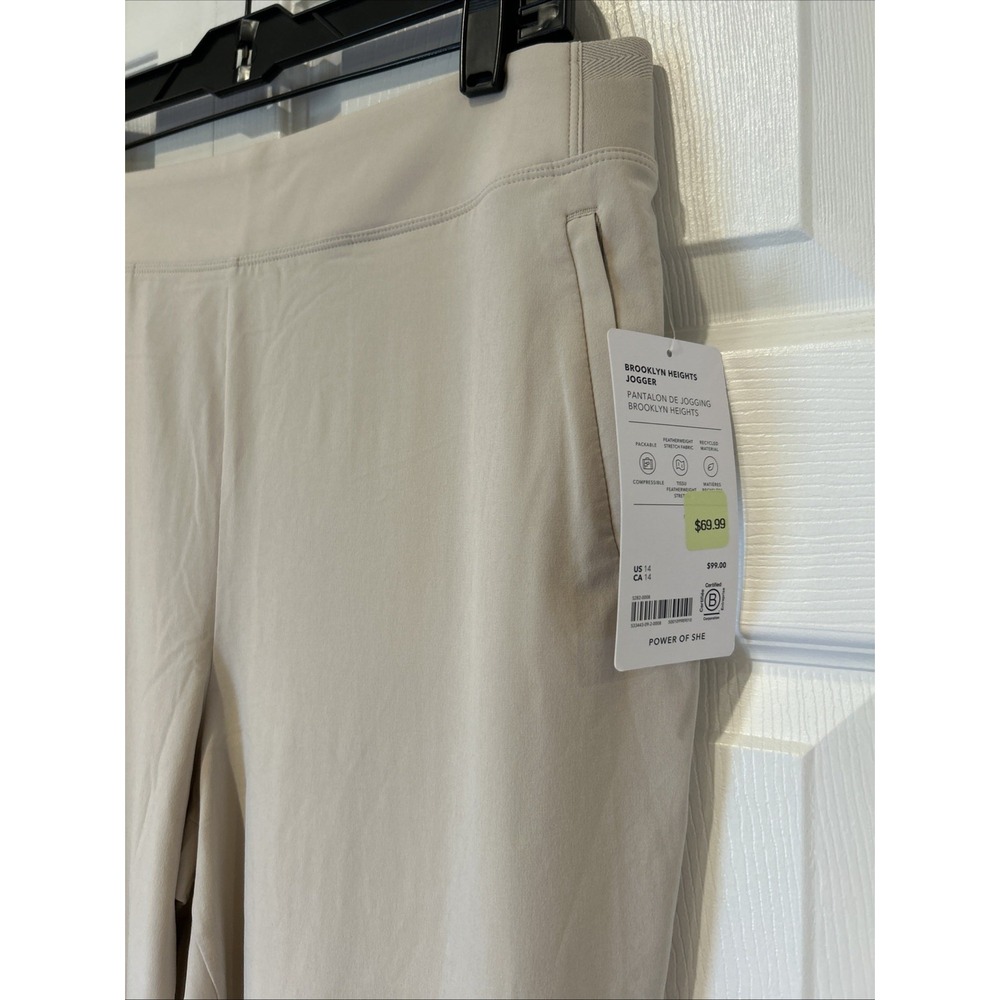 ATHLETA Womens Joggers 14 Beige Brooklyn Heights Travel Stretch Zip NWT Pull On - Picture 2 of 8